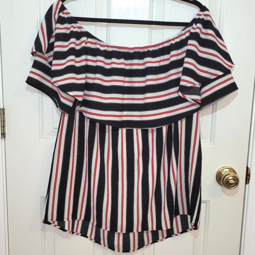 Striped Off-Shoulder Women's Top